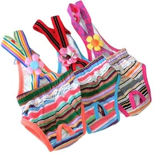 Dog Puppy Cat Diaper Pants Suspenders Stay On Female Girl STRIPED for Small Pet