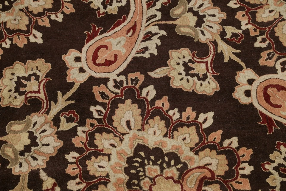 Alfombra oriental de transición Paisley alfombra acolchada a mano de lana 10x13 alfombra para sala de estar Foto 4 de 4