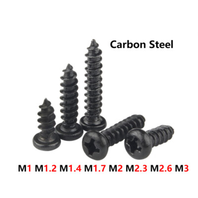 Black Self Tapping Screw Phillips Pan Head Small Micro M1 - M3