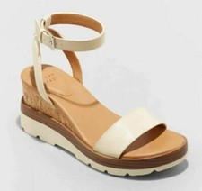  NEW A New Day Women's Abigail Ankle Strap Cork Wedge Heel Sandals - Tan