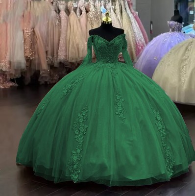 Pink Quinceanera Dresses Off The Shoulder Flower Appliques Sweet 15 Ball Gown