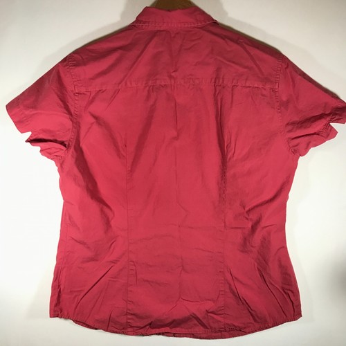 Columbia Women's Large Red Button Up Short Sleeve Shirt - Picture 5 of 8