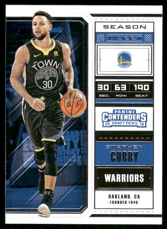 2018 Panini Contenders Draft Picks #49b Stephen Curry Bold V on back Blk Jersey