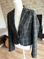 Womens Tartan Jacket Brown Black Size Uk 14 Evie