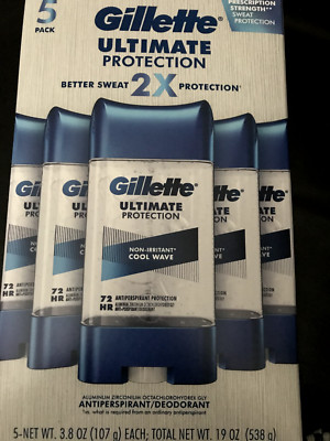 Gillette Clear Gel Men's Deodorant Cool Wave (3.8 oz 5 pk)  72 hour protection