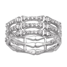 Stackable 1MM Round Cubic Zirconia Gemstone 925 Sterling Silver Three Band Ring