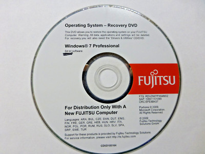 Fujitsu Windows 7 Professional Recovery DVD 64Bit Multilanguage mehrsprachig