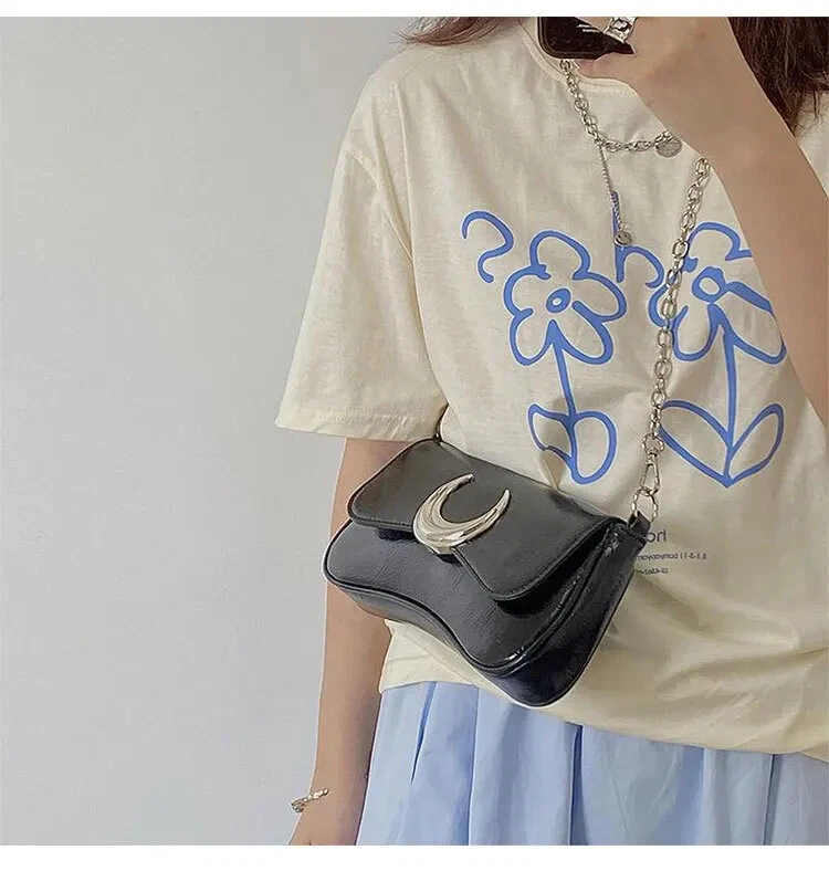COACH Borsa a mano mezza luna da donna in pelle PU di design borsa a tracolla