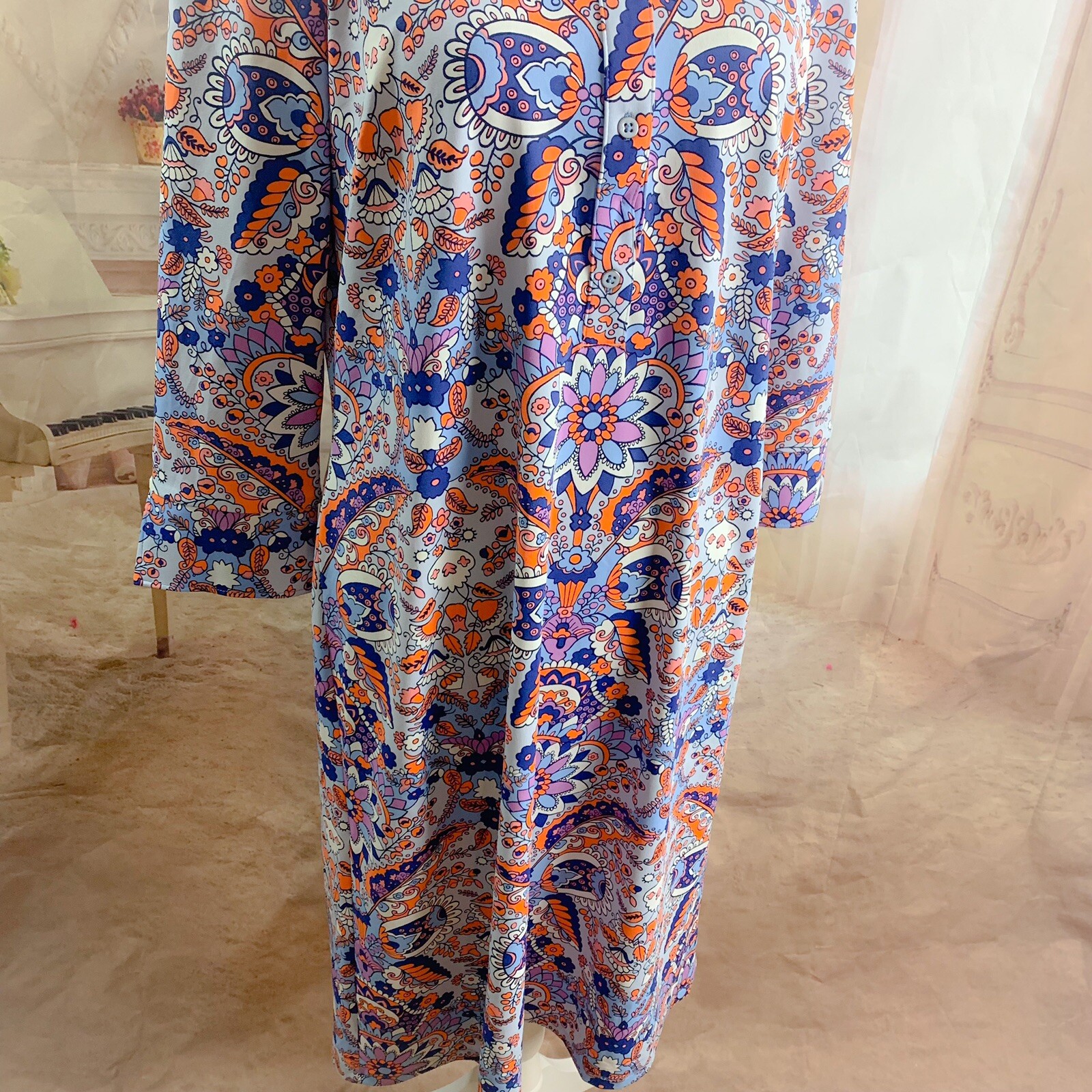 Talbots Women’s Collared Geometric Button Shirt D… - image 7