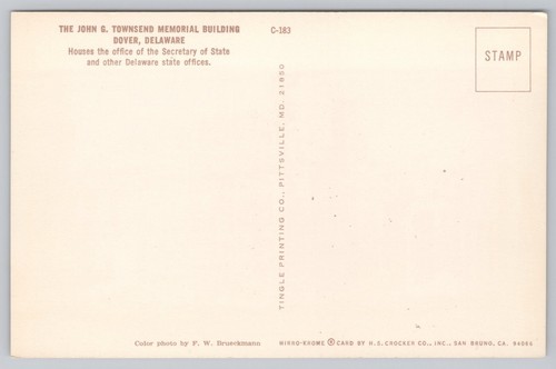 Postcard The John G Townsend Memorial Building Dover DE State Offices Cars - Picture 4 of 4