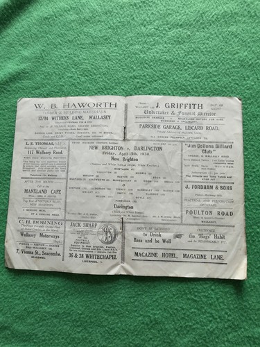 Programma originale nuovo Brighton v Darlington 12 pagine venerdì 15 aprile 1938 - Foto 6 di 11