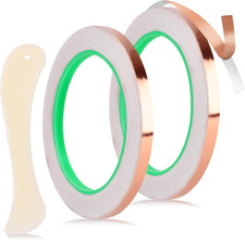 2Pcs Copper Foil Tape 1/4" x 65.6ft with Scraper for Stained Glass Crafts  EMI
