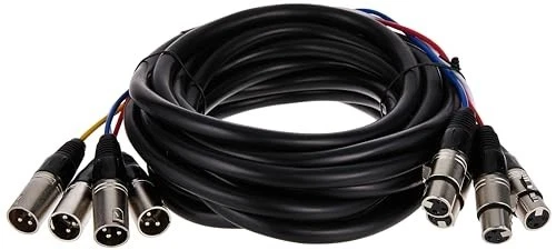 Cable serpiente XLR macho a XLR hembra de 4 canales - 20 pies - negro/plateado, metal con Foto 2 de 4