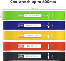 Resistance Bands Set for Men and Women, Pack of 5 Different Levels Elastic Ba...