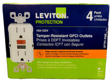 Leviton 15A 125V GFCI Outlet - White 4 Pack  GFTR1-R4W . NEW FREE SHIPPING.