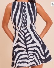 PrettyLittleThing Black and White Zebra A-Line Dress