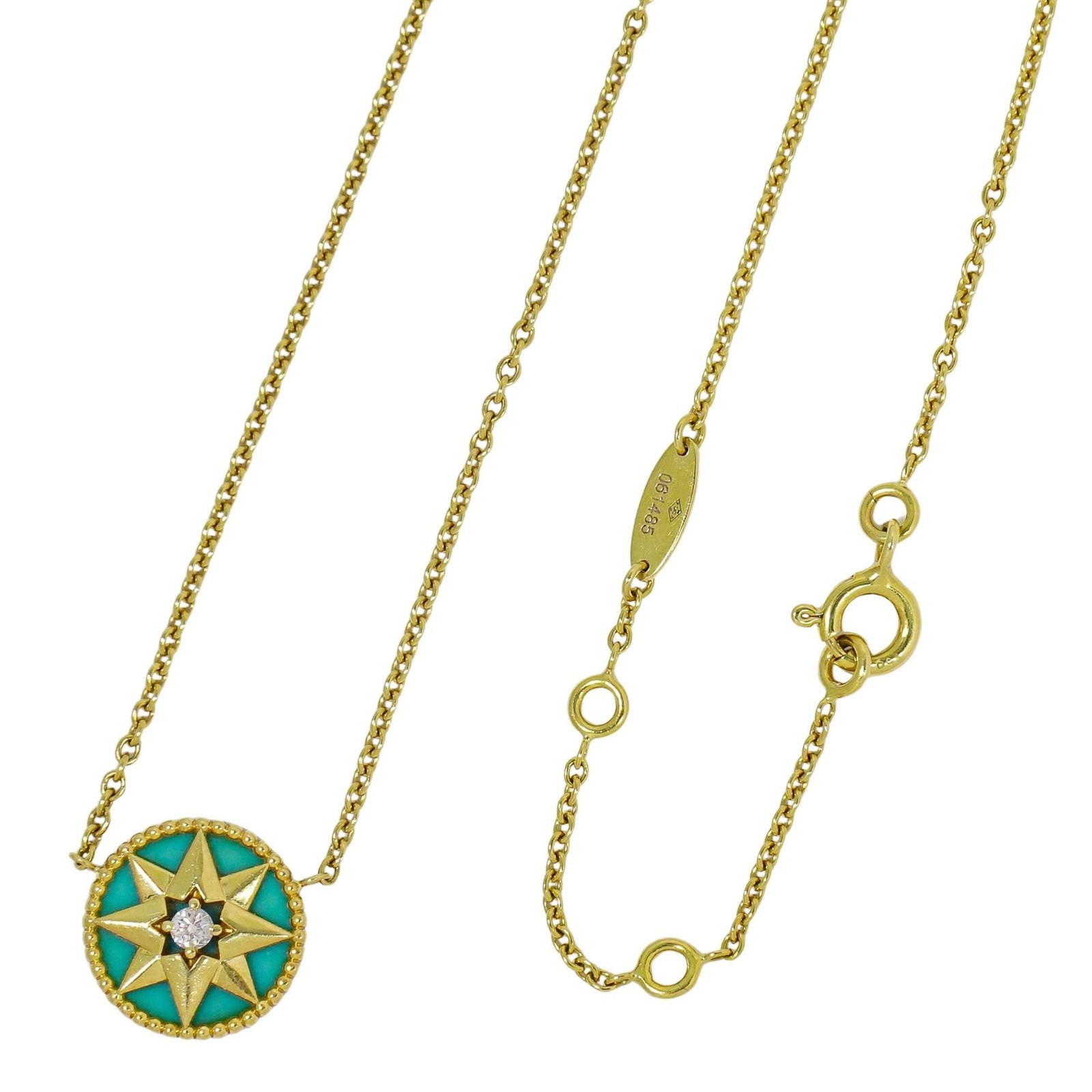 Christian Dior Rose Des Vents Necklace 18K Yellow Gold With Diamond And Malachite Gold Yellow_Gold Necklace Jewelry Pre-Owned 2005$