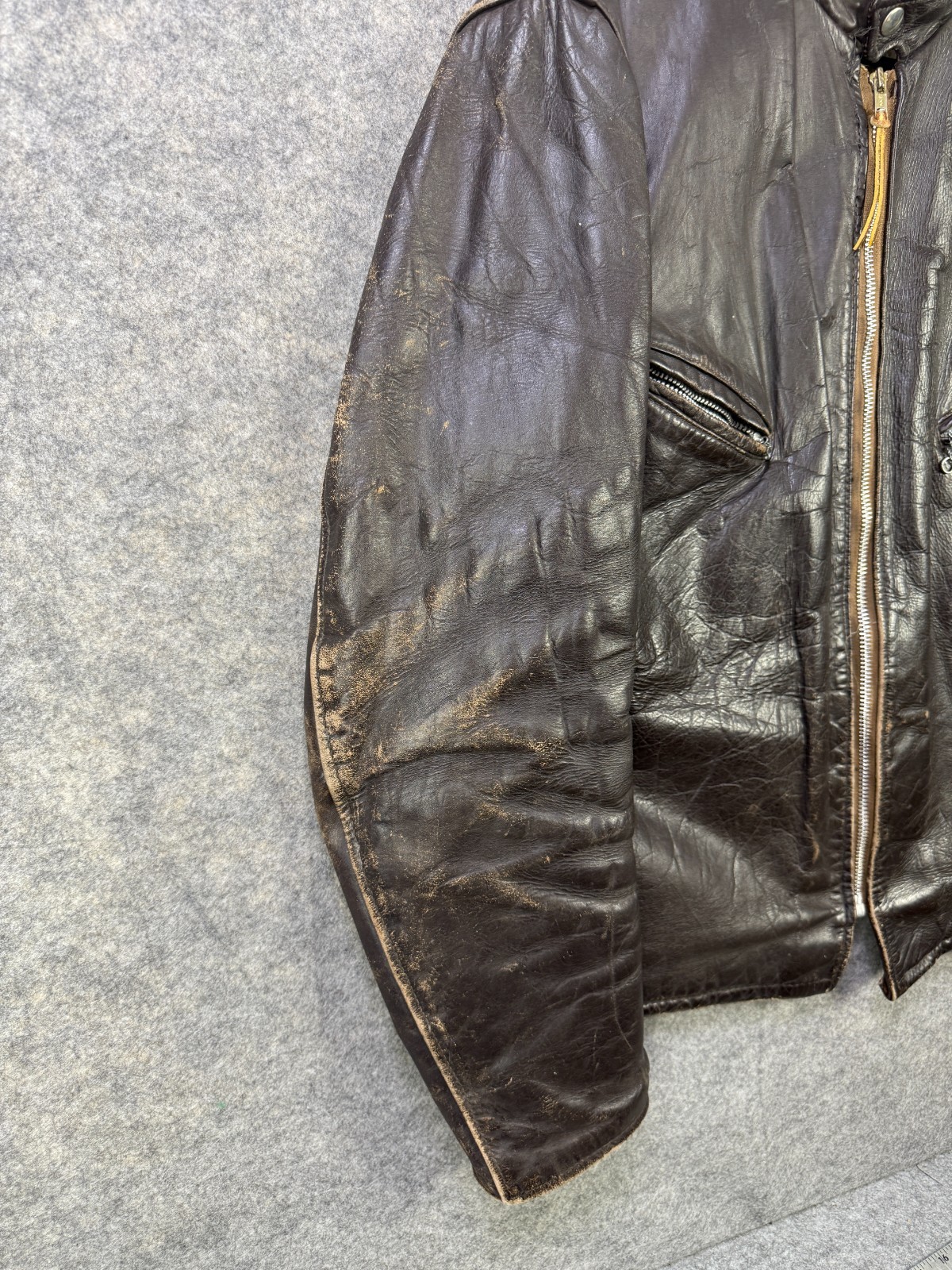 VTG Schott Bros Perfecto Leather Jacket Men's Size 46 Brown Harley Davidson Logo