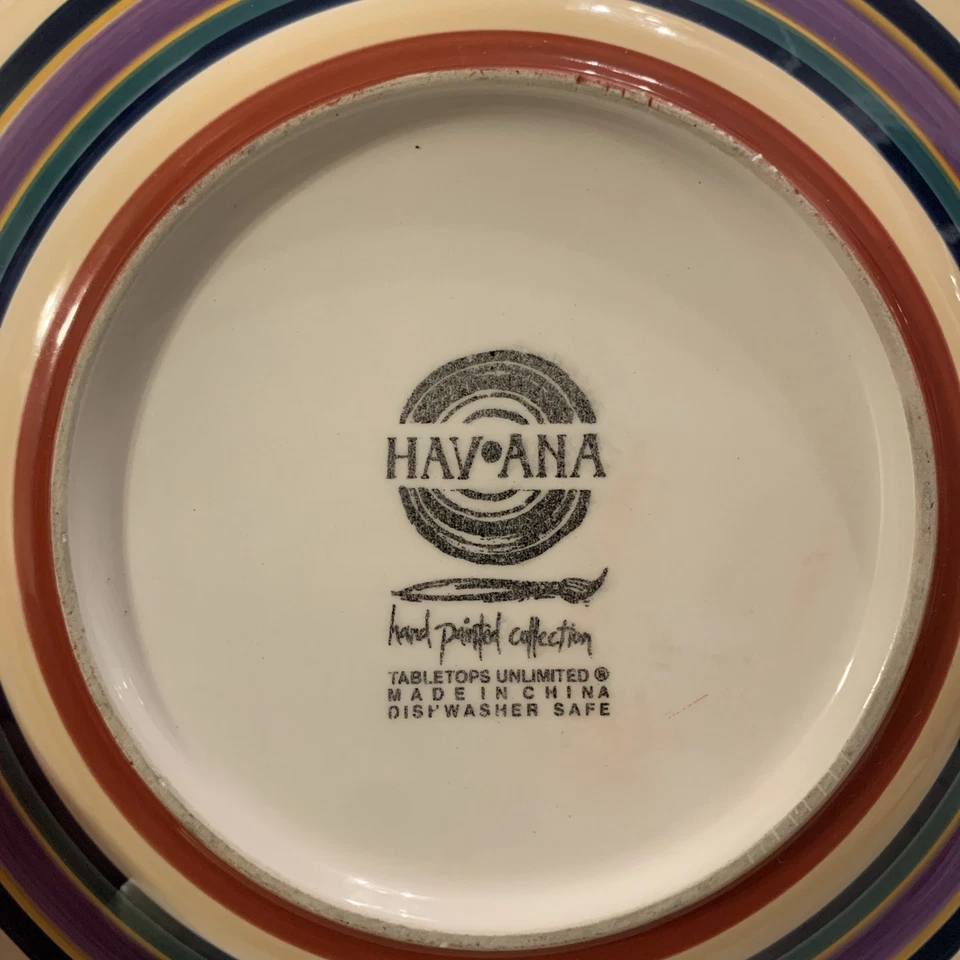 5x TABLETOPS UNLIMITED Havana Salad Plate 8.5 inch HandPainted Bright Stripe - Image 2 of 4