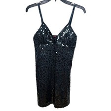 Forever21 Gray Sequin Sleeveless Mini Dress With Adjustable Spaghetti Straps, L