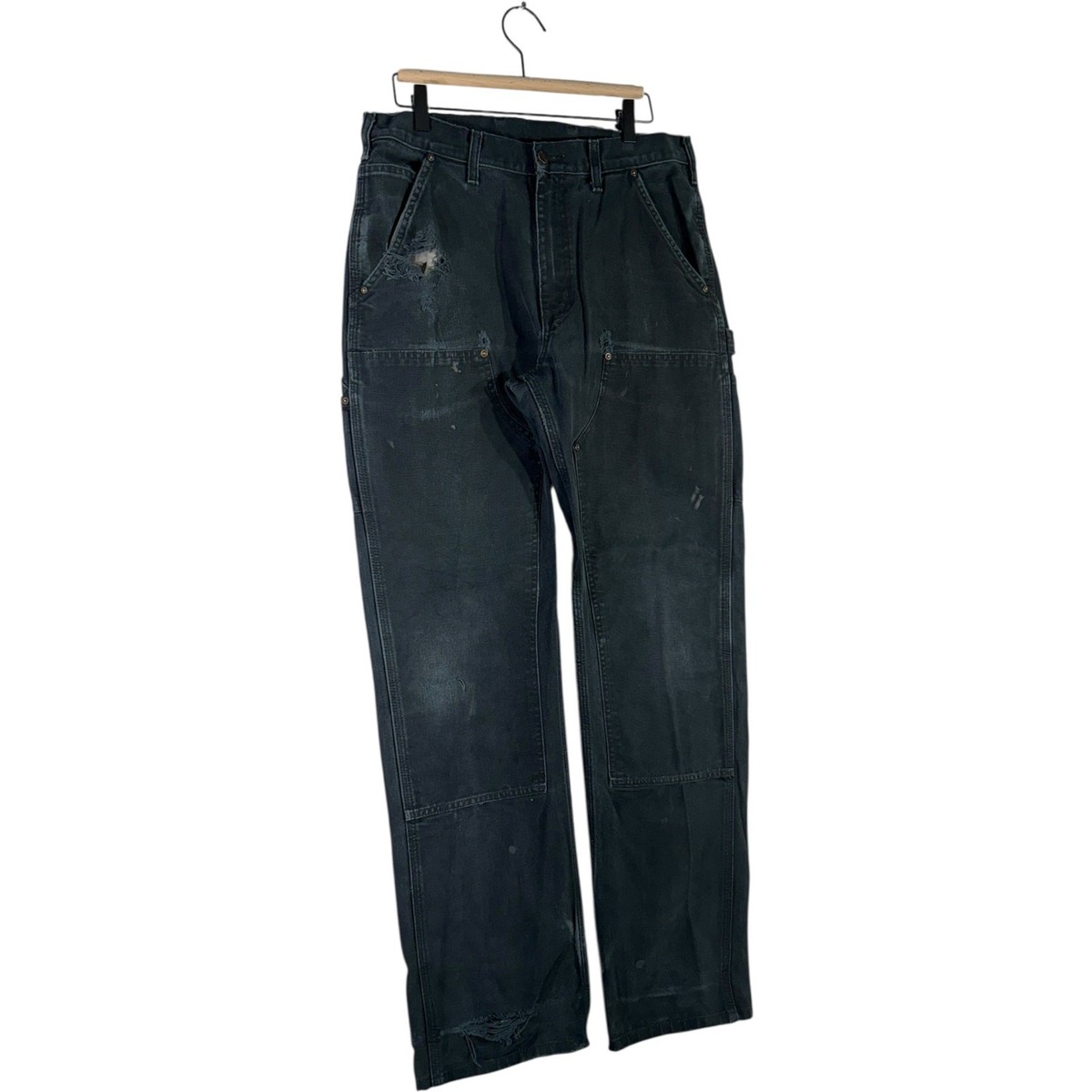 Vintage Carhartt Distressed Faded Double Knee Pants Black Men's