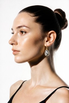 $24.50 Loft  gold tone  stone small  3.4'' teardrop   earrings #125