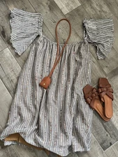 French Niche Brand Léonie Dress Off Shoulder Women’s Sz 12 Handcrafted RRP £335