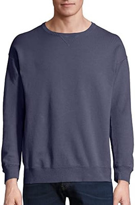 Men's Garment Dyed Crewneck Pullover Vintage Wash Fleece Sweatshirt Soft Casual