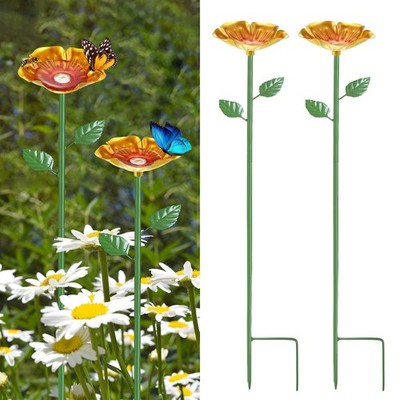 2-Pack Bee Watering Stations, 25 Inch Iron Bee Bath for Garden [Yellow]