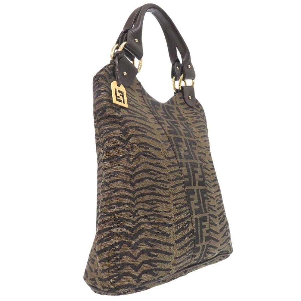 FENDI Zucca Handbag Tiger Print Tiger Canvas Leather Brown Women From Japan thumbnail 23