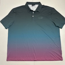 Sunday Swagger Men's Polo Golf Shirt Sz 3XL Sunset Gradient Green Purple