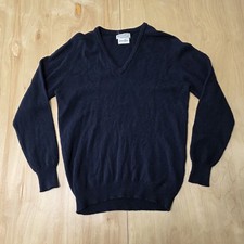 Vtg Lyle  Scott Sweater Sz 40 Blue Wool V Neck Casual Pullover Jumper