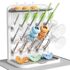 Lifewit Large Baby Bottle Drying Rack with Drain Mat, 15 Hooks Vertical Rack Dry