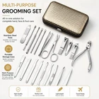 19 Pack  Stainless Steel Manicure Pedicure Kit Nail Grooming Set with Case