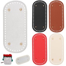 5 Pcs 8.46 x 3.93 in Crochet Bag Bottom Base Pads, PU Leather Oval Bag Bottom...