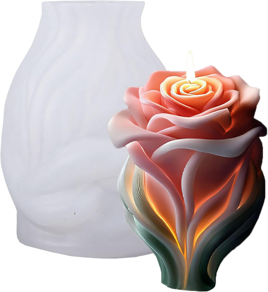 Kerzenformen Silikon,Kerzen Formen Silikon, 3D Rose Silikonformen GießFormen Wei-image