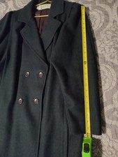 Vintage Stephanie Mathews Long Wool Navy Blue Dress Coat Women's Large USA Made