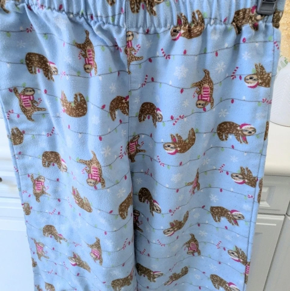 Girls Lands End Sloth Christmas pajama pants 16 - Image 4 of 4