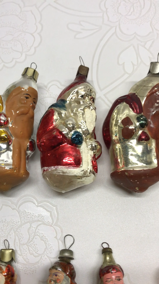 Vintage Glass Christmas Ornament Santa Claus Ded Moroz - USSR