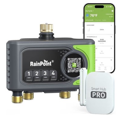 RAINPOINT WiFi Sprinkler Timer 4 Zone, Outdoor Smart Water Timer for Garden Hose