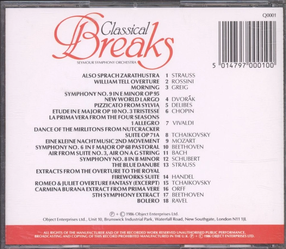 Q0001 Seymour Symphony Orchestra Classical Breaks CD Europe Collection 1986 - Image 2 of 3