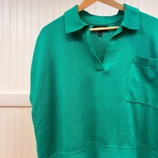 Banana Republic Green Johnny Collar Oversized Sweater Womens Short Sleeve Knit S