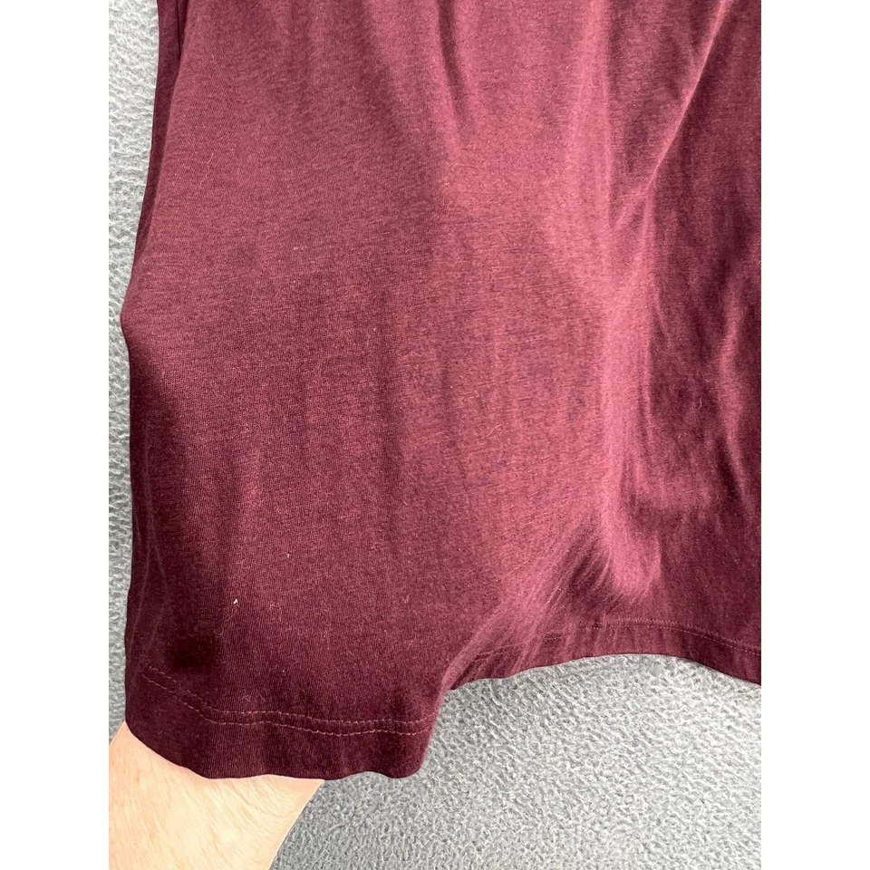 Camisa VINCE Para Hombres M Manga Larga Henley Borgoña Algodón Seda Mezcla Lana Borgoña Foto 4 de 4