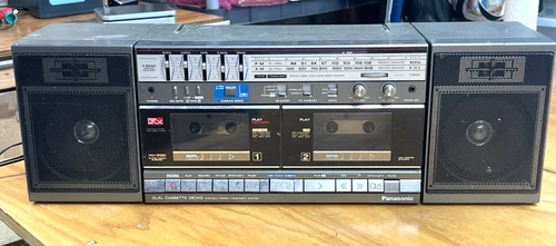 Vintage RX-CW50 PANASONIC BOOMBOX Dual Cassette Dub Speaker Stereo Radio VIDEO!