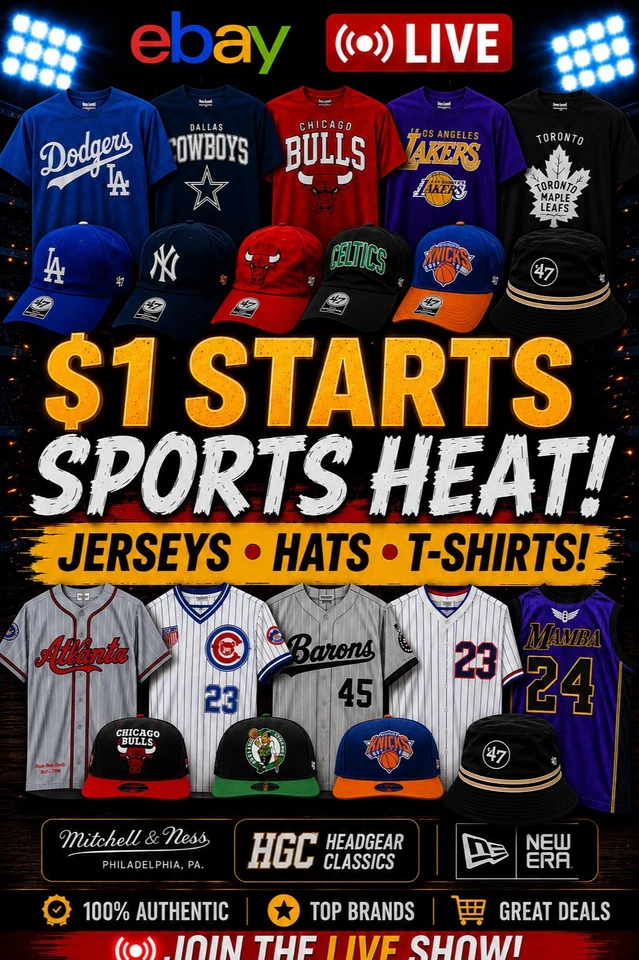 🔥$1 STARTS | SPORTS HEAT | JERSEYS | HATS | GIVEAWAYS🔥