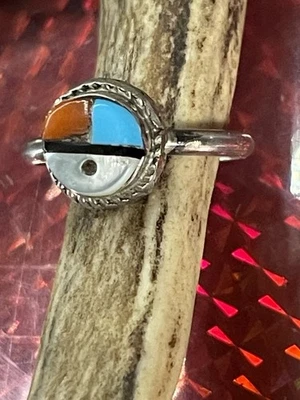 Kleiner Vintage Zuni Sunface Silberring, Gr 53, Indianerschmuck