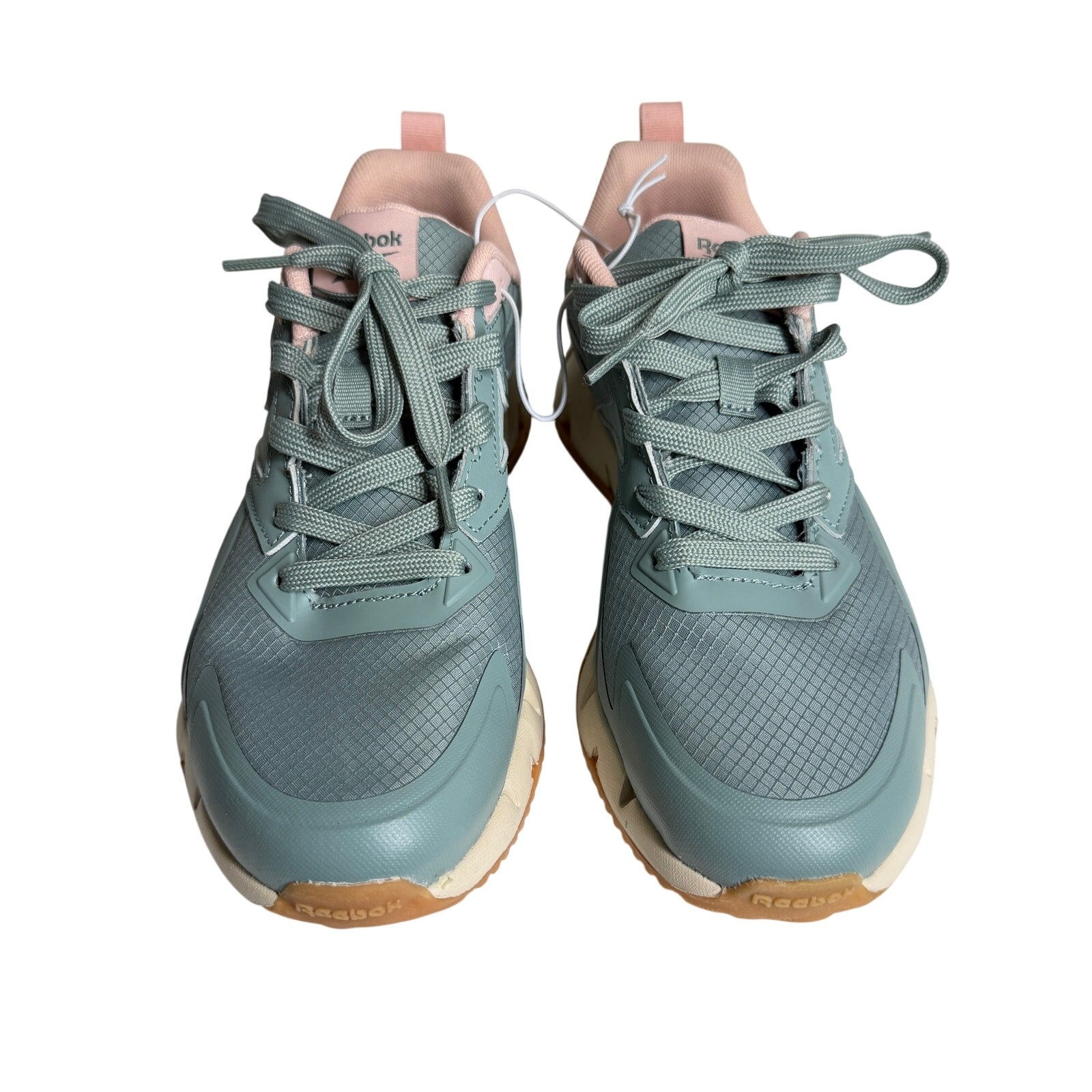 NWOT Reebok Zig Dynamica STR Running Shoes Leather Mint Green & Chalk women 9 thumbnail 2