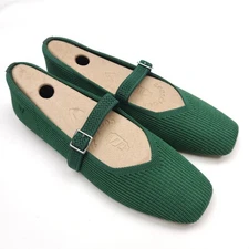 Vivaia Margot Mary Jane Forest Green Knit Ballet Flats Sz 10 / 41.5M