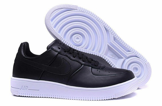 Nike Airforce 1 Low Black leather Trainers Shoes