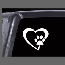 HEART and PAW PRINT Vinyl Window Decal Sticker Car Truck Van
